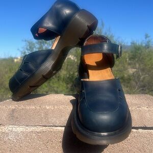 🏴󠁧󠁢󠁥󠁮󠁧󠁿 Blue Vintage Dr. Martens MIE Chunky Ankle Strap Mary Jane UK 7